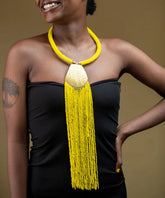 1 Long Yellow  Handmade Maasai Beaded Necklace – Bulk Order | African Handmade Products Wholesale